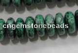 CPT224 15.5 inches 7*15mm faceted rondelle green picture jasper beads