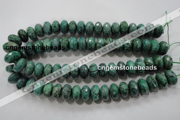 CPT226 15.5 inches 10*18mm faceted rondelle green picture jasper beads