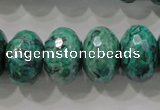 CPT227 15.5 inches 12*20mm faceted rondelle green picture jasper beads