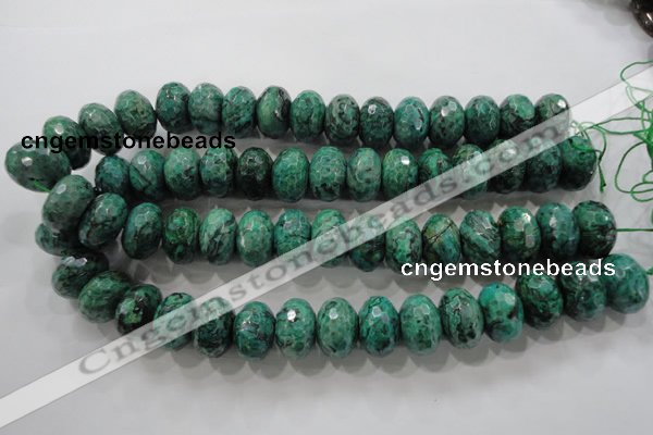 CPT227 15.5 inches 12*20mm faceted rondelle green picture jasper beads