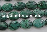 CPT237 15.5 inches 10*14mm faceted oval green picture jasper beads