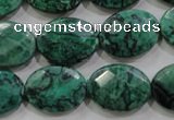 CPT240 15.5 inches 15*20mm faceted oval green picture jasper beads