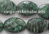 CPT241 15.5 inches 18*25mm faceted oval green picture jasper beads