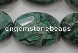 CPT243 15.5 inches 22*30mm faceted oval green picture jasper beads