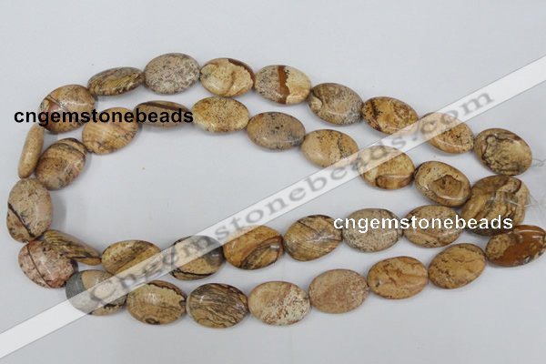 CPT252 15.5 inches 15*20mm oval picture jasper beads wholesale