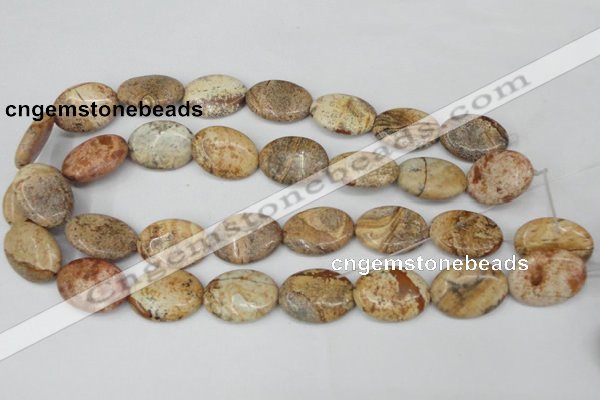 CPT253 15.5 inches 18*25mm oval picture jasper beads wholesale