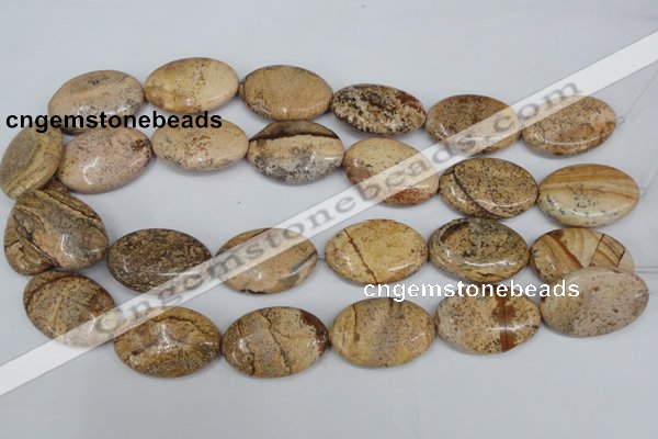 CPT254 15.5 inches 20*30mm oval picture jasper beads wholesale