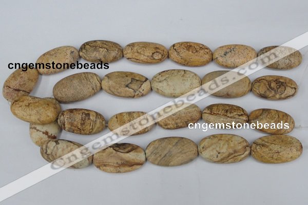 CPT255 15.5 inches 20*35mm oval picture jasper beads wholesale