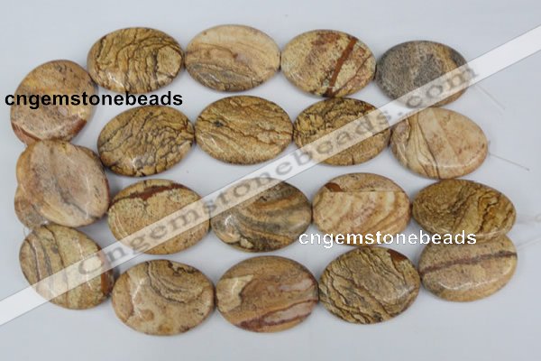 CPT256 15.5 inches 30*40mm oval picture jasper beads wholesale