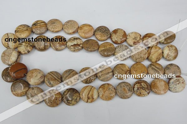 CPT258 15.5 inches 18mm flat round picture jasper beads wholesale