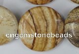 CPT260 15.5 inches 30mm flat round picture jasper beads wholesale