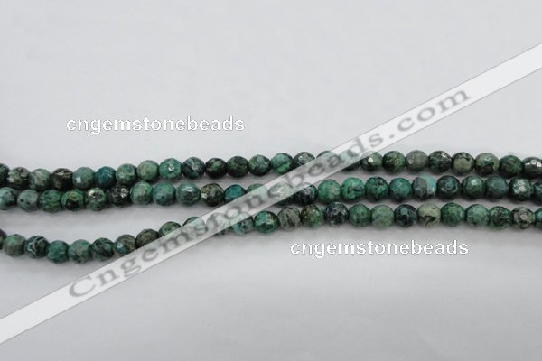 CPT303 15.5 inches 6mm faceted round green picture jasper beads