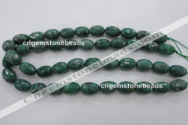 CPT305 15.5 inches 13*18mm faceted rice green picture jasper beads