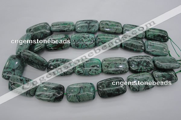 CPT315 15.5 inches 20*30mm rectangle green picture jasper beads