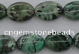 CPT318 15.5 inches 10*14mm oval green picture jasper beads