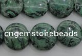 CPT329 15.5 inches 16mm flat round green picture jasper beads