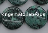 CPT332 15.5 inches 25mm flat round green picture jasper beads