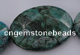 CPT340 15.5 inches 30*40mm faceted oval green picture jasper beads