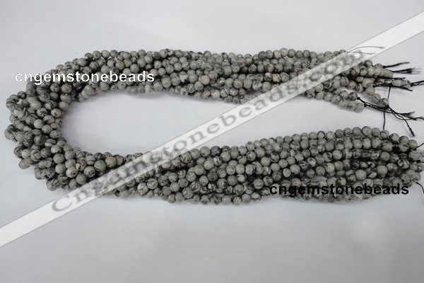 CPT351 15.5 inches 4mm round grey picture jasper beads wholesale