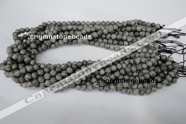 CPT352 15.5 inches 6mm round grey picture jasper beads wholesale