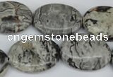 CPT356 15.5 inches 18*25mm oval grey picture jasper beads