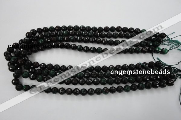 CPT402 15.5 inches 8mm faceted round green picture jasper beads