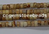 CPT461 15.5 inches 2*4mm heishi picture jasper beads wholesale