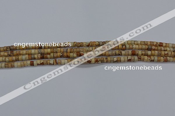 CPT461 15.5 inches 2*4mm heishi picture jasper beads wholesale