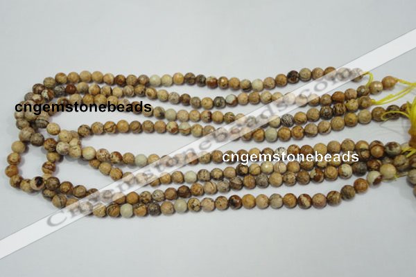 CPT501 15.5 inches 6mm faceted round picture jasper beads wholesale