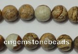 CPT503 15.5 inches 10mm faceted round picture jasper beads wholesale