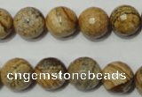 CPT504 15.5 inches 12mm faceted round picture jasper beads wholesale