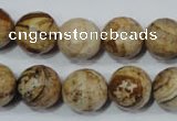 CPT505 15.5 inches 14mm faceted round picture jasper beads wholesale