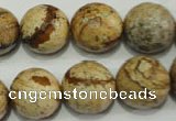 CPT506 15.5 inches 16mm faceted round picture jasper beads wholesale