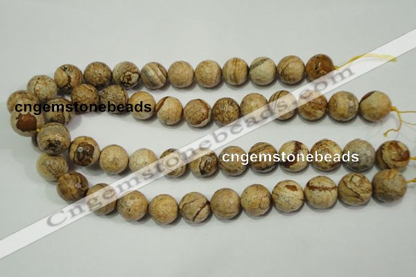 CPT506 15.5 inches 16mm faceted round picture jasper beads wholesale