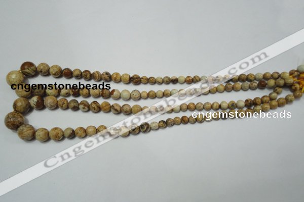 CPT510 15.5 inches 6mm – 14mm faceted round picture jasper beads