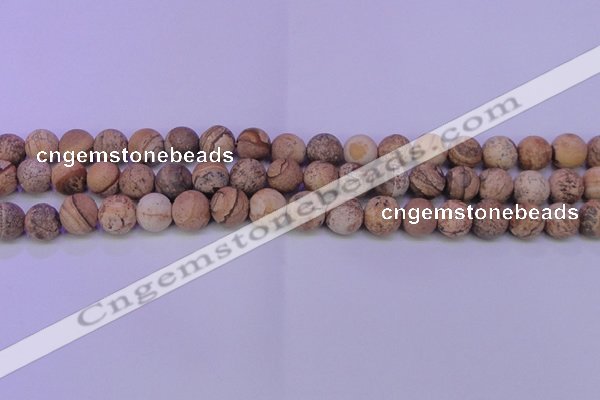 CPT523 15.5 inches 10mm round matte picture jasper beads