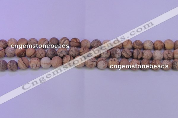 CPT524 15.5 inches 12mm round matte picture jasper beads