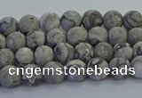 CPT570 15.5 inches 4mm round matte grey picture jasper beads