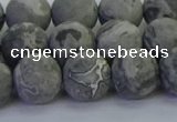 CPT573 15.5 inches 10mm round matte grey picture jasper beads