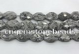 CPT580 18*25mm - 20*28mm faceted octagonal grey picture jasper beads