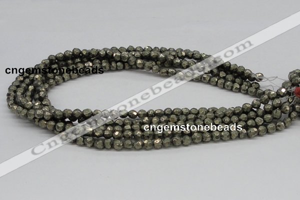 CPY04 16 inches 6mm faceted round pyrite gemstone beads wholesale