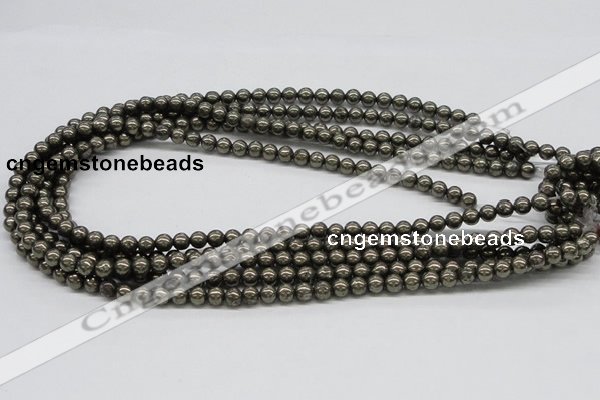 CPY05 16 inches 6mm round pyrite gemstone beads wholesale