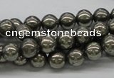 CPY06 16 inches 8mm round pyrite gemstone beads wholesale