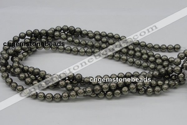 CPY06 16 inches 8mm round pyrite gemstone beads wholesale