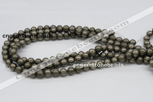 CPY07 16 inches 10mm round pyrite gemstone beads wholesale