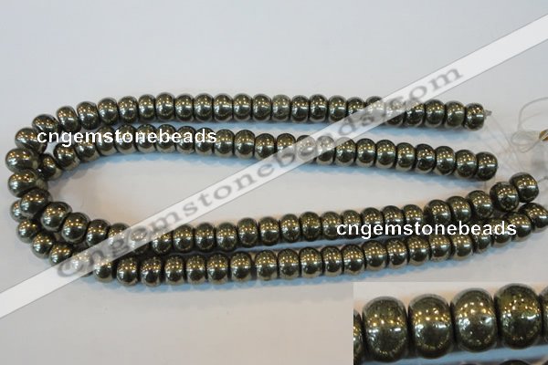 CPY102 15.5 inches 8*12mm rondelle pyrite gemstone beads wholesale