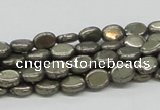 CPY11 16 inches 6*8mm oval pyrite gemstone beads wholesale