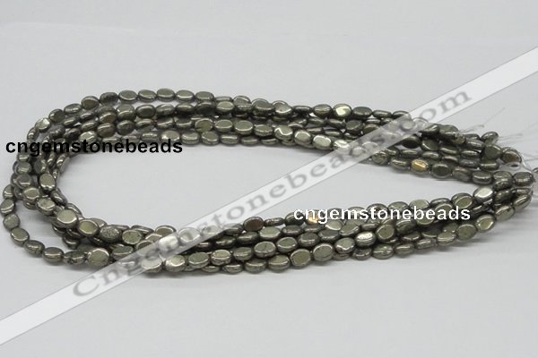 CPY11 16 inches 6*8mm oval pyrite gemstone beads wholesale