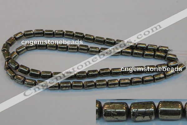 CPY122 15.5 inches 8*12mm tube pyrite gemstone beads wholesale