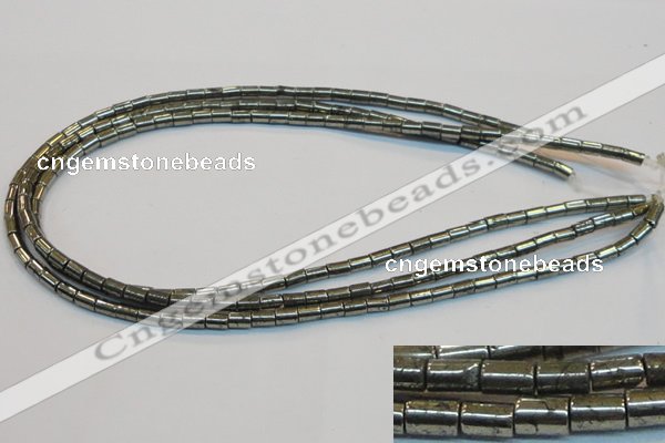 CPY125 15.5 inches 4*6mm tube pyrite gemstone beads wholesale